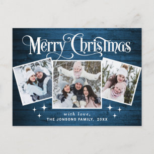Weihnachten Rustikal Holz 3 FOTO Gruß Feiertag Postkarte