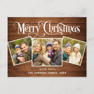 Weihnachten Rustikal Holz 3 FOTO Gruß Feiertag Postkarte