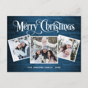 Weihnachten Rustikal Holz 3 FOTO Gruß Urlaub Postkarte