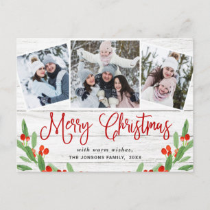 Weihnachten Rustikal Holz 3 FOTO Gruß Urlaub Postkarte