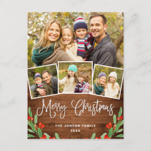 Weihnachten Rustikal Holz 4 FOTO Gruß Feiertag Postkarte