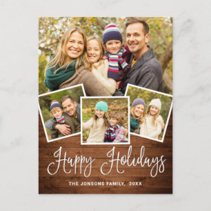 Weihnachten Rustikal Holz 4 FOTO Gruß Urlaub Postkarte