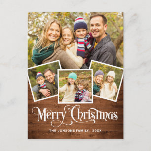 Weihnachten Rustikal Holz 4 FOTO Gruß Urlaub Postkarte
