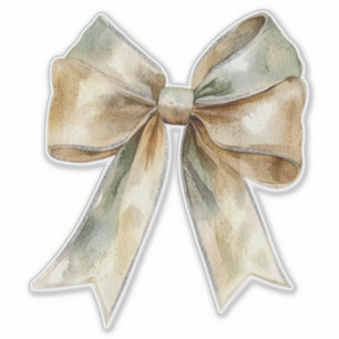 Weihnachten Rustikal White Green Gold Bow Aufkleber