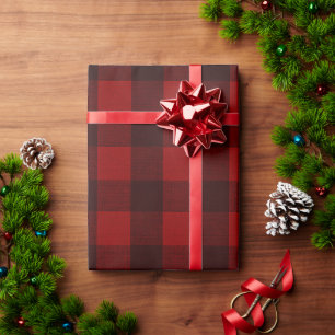 Weihnachten rustikal Winter Karo rot Geschenkpapier
