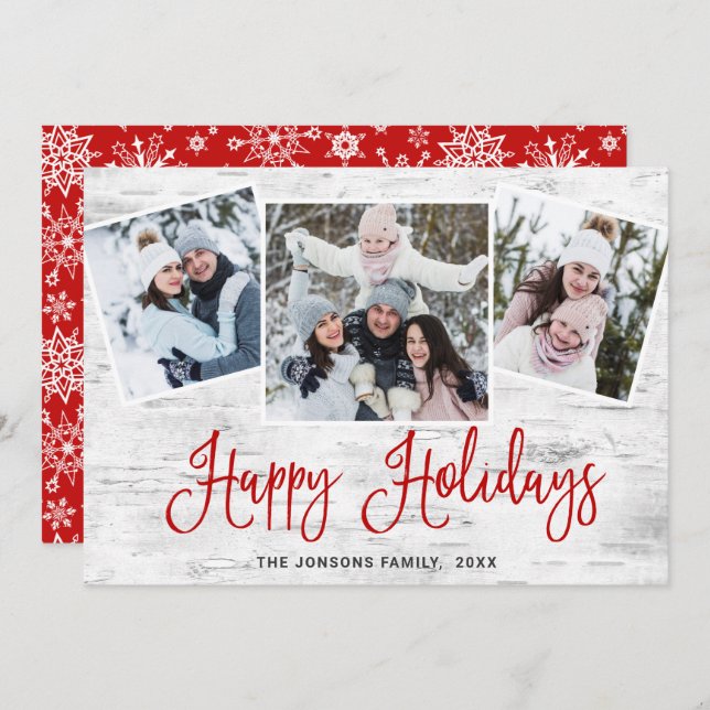 Weihnachten Rustikale Birch Bark 3 FOTO Gruß (Vorne/Hinten)