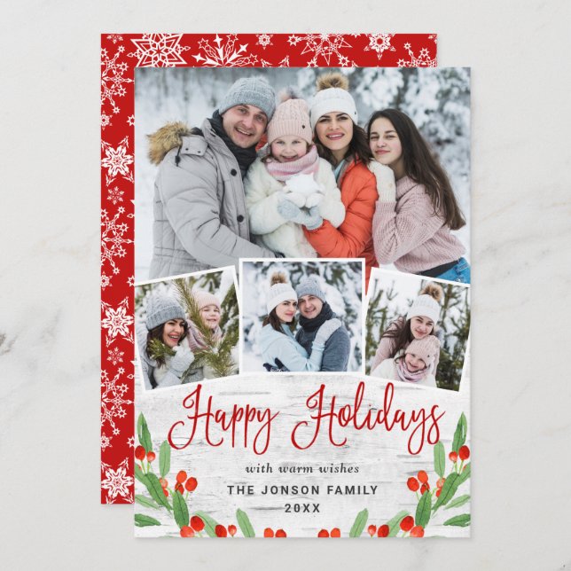 Weihnachten Rustikale Birch Bark 4 FOTO Gruß (Vorne/Hinten)