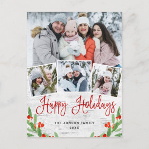 Weihnachten Rustikale Birke 4 FOTO Gruß Feiertag Postkarte