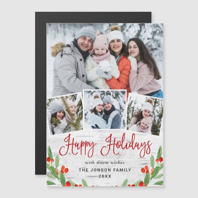 Weihnachten Rustikale Birke Bark 4 FOTO Magnetkart Magnetkarte (Vorne/Hinten)