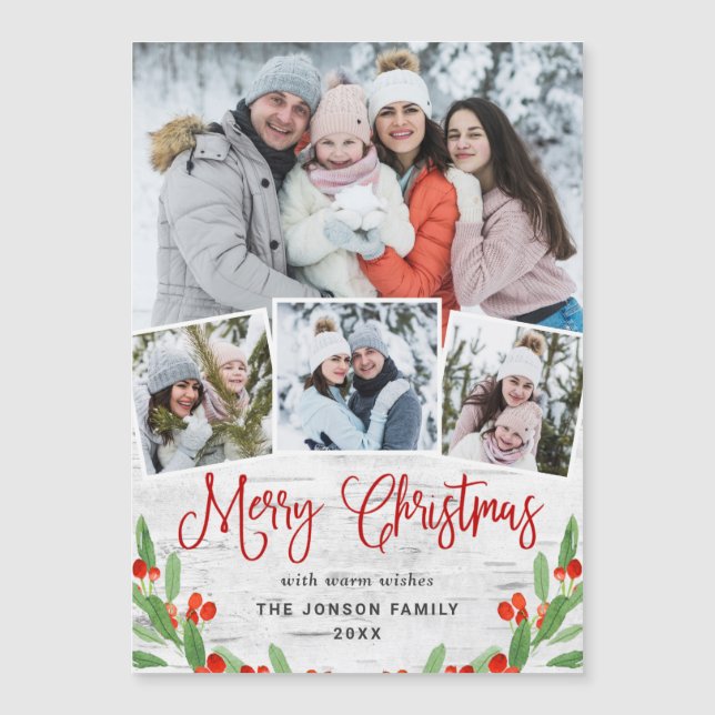 Weihnachten Rustikale Birke Bark 4 FOTO Magnetkart Magnetkarte (Vorderseite)