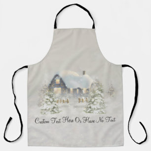 Weihnachten Rustikale Hütte Winter Schneewald Schürze