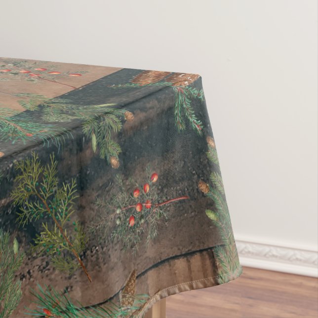 Weihnachten Rustikale Koniferen Pine Wood Tableclo Tischdecke (Beispiel)