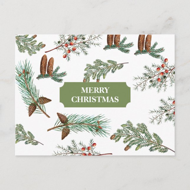 Weihnachten Rustikale Konifers Pine Frohe Weihnach (Vorderseite)