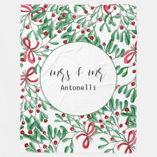 Weihnachten Rustikale Mistletoe Wasserfarbe Handge Fleecedecke