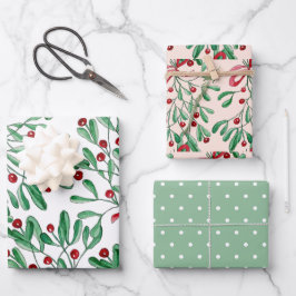 Weihnachten Rustikale Mistletoe Wasserfarbe Handge Geschenkpapier Set