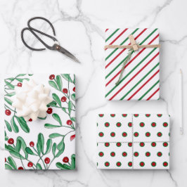 Weihnachten Rustikale Mistletoe Wasserfarbe Handge Geschenkpapier Set