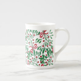 Weihnachten Rustikale Mistletoe Wasserfarbe Handge Prozellantasse