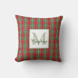 Weihnachten Rustikale Monogram Red Holiday Kariert Kissen