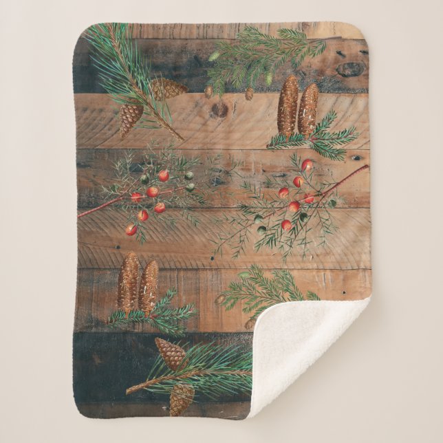 Weihnachten Rustikale Nadelholz Sherpadecke (Vorderseite)
