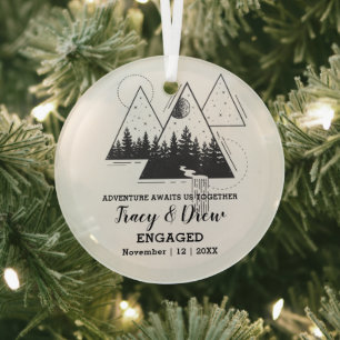 Weihnachten Rustikale Pine Trees Couple Verlobt Bl Ornament Aus Glas