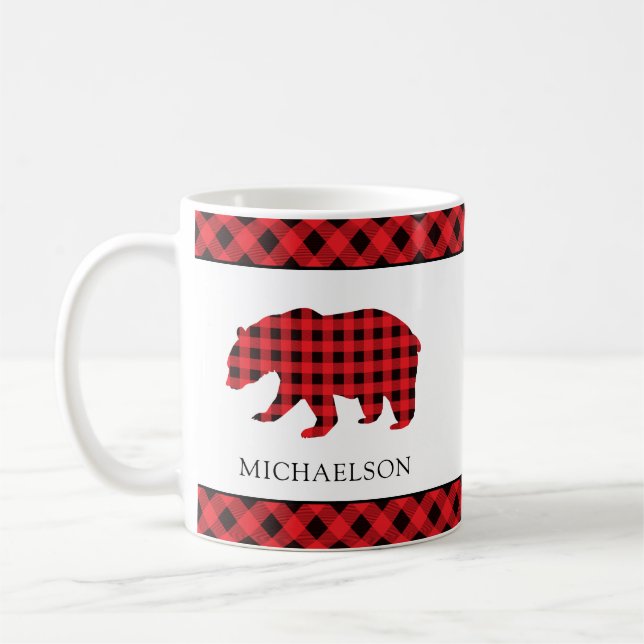 Weihnachten Rustikale Red Buffalo Kariert Bären Si Kaffeetasse (Links)