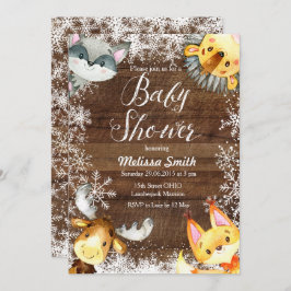 Weihnachten Rustikale Woodland Babydusche Einladun Einladung