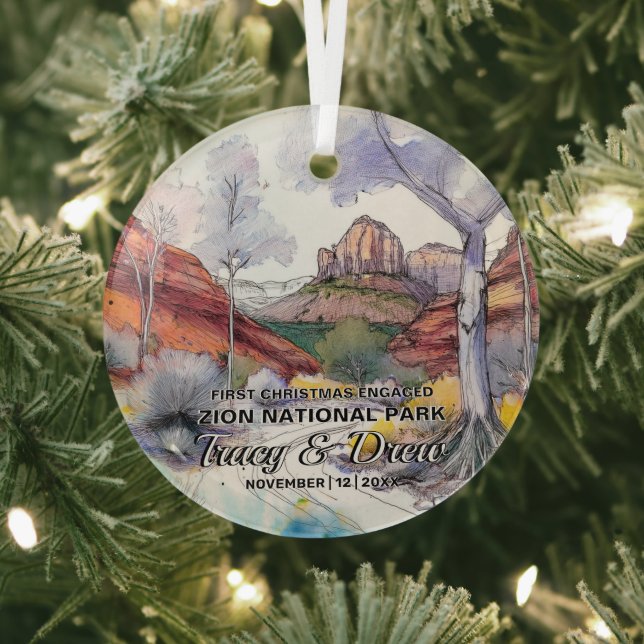 Weihnachten Rustikale Zion Nationalpark Verlobtes  Ornament Aus Glas (InSitu)