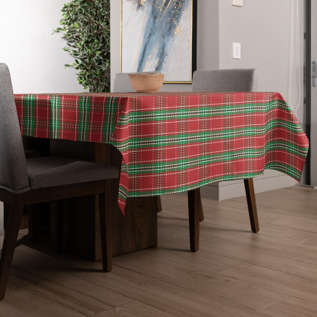 Weihnachten Rustikaler Bauernhof Rotes Land Karier Tischdecke (Holiday red and green plaid pattern table cloth)