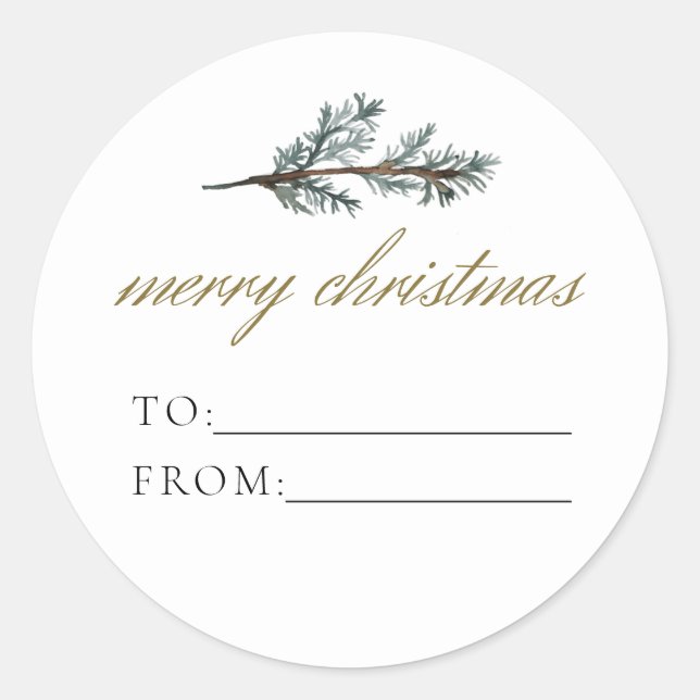 WEIHNACHTEN Rustikaler Winterpine bis von Weihnach Runder Aufkleber (Vorderseite)