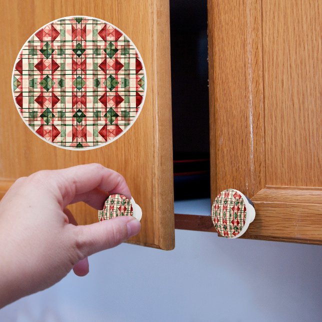 Weihnachten Rustikales Bauernhaus Muster Keramikknauf (Von Creator hochgeladen)