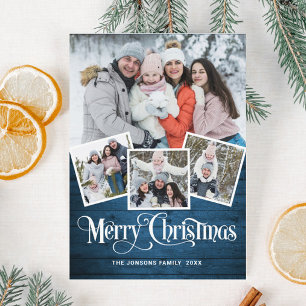 Weihnachten Rustikales blaues Holz 4 FOTO Magnetka Magnetkarte