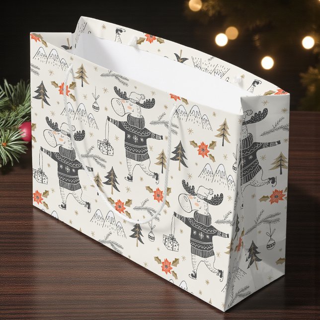 Weihnachten Rustikales Elchland | Urlaub Große Geschenktüte (Von Creator hochgeladen)