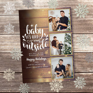 Weihnachten Rustikales Holz 3 Foto Collage