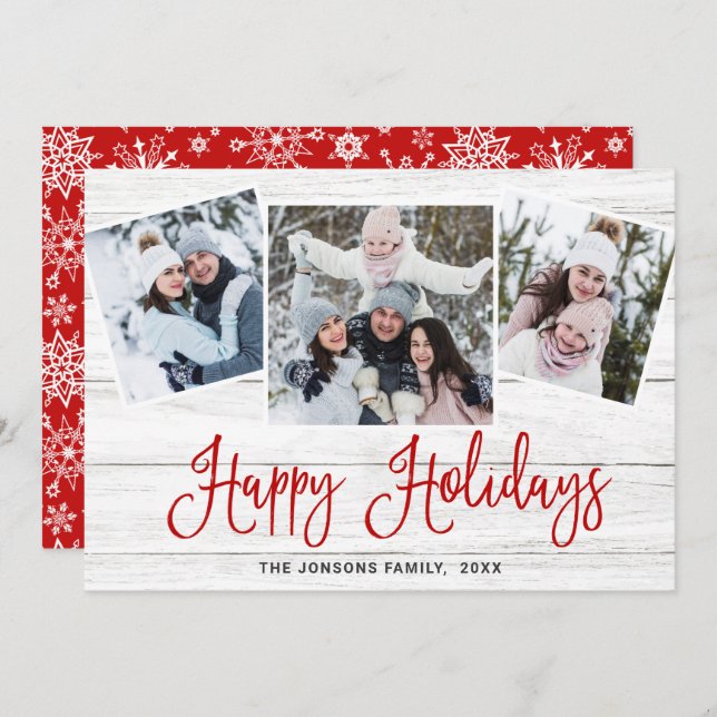 Weihnachten Rustikales Holz 3 FOTO Gruß (Vorne/Hinten)