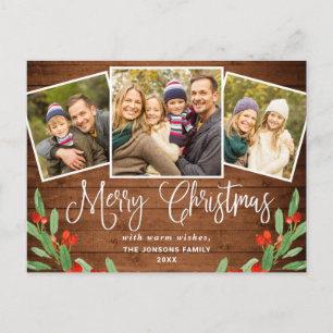 Weihnachten Rustikales Holz 3 FOTO Grußurlaub Postkarte