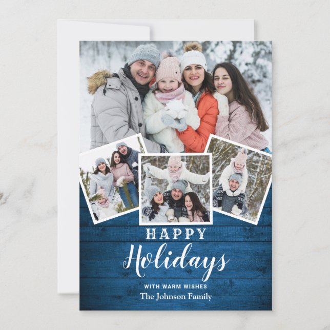 Weihnachten Rustikales Holz 4 FOTO Gruß (Vorderseite)