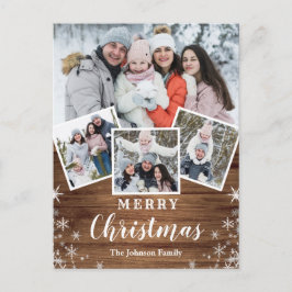 Weihnachten Rustikales Holz 4 FOTO Gruß Holiday Po Postkarte