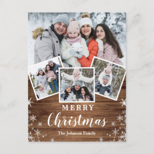 Weihnachten Rustikales Holz 4 FOTO Gruß Holiday Po Postkarte