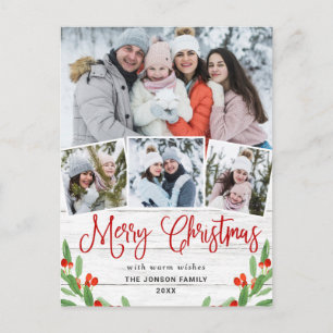 Weihnachten Rustikales Holz 4 FOTO Grußurlaub Postkarte