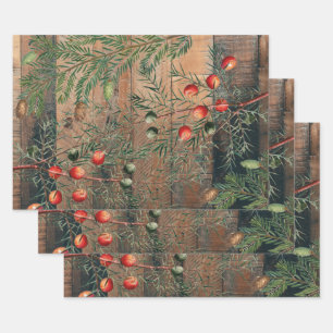 Weihnachten Rustikales Holz frohe Weihnachten Geschenkpapier Set