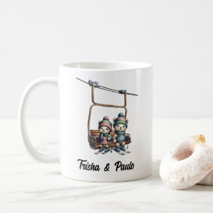 Weihnachten Rustikales Skilift Teddy Bären Art Rot Kaffeetasse