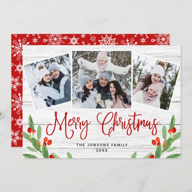 Weihnachten Rustikales Weißholz 3 FOTO Gruß (Vorne/Hinten)