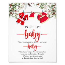 Weihnachten Sage kein Baby Shower Game Sign Fotodruck