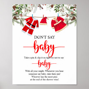 Weihnachten Sage kein Baby Shower Game Sign Poster