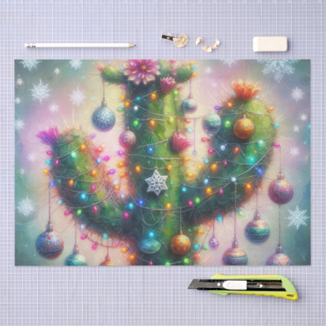Weihnachten Saguaro Cactus Whimsical Decoupage Seidenpapier (Handwerk)