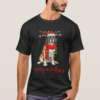 Weihnachten Saint Bernard Dog Holiday Lights Merry T-Shirt