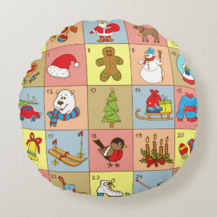 Weihnachten: Sammlung von Doodle-Elementen Rundes Kissen