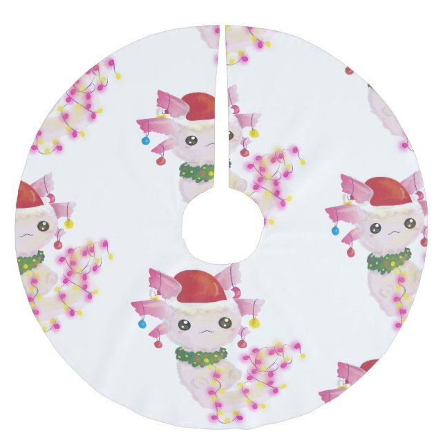 Weihnachten santa axolotl polyester weihnachtsbaumdecke (Vorderseite)