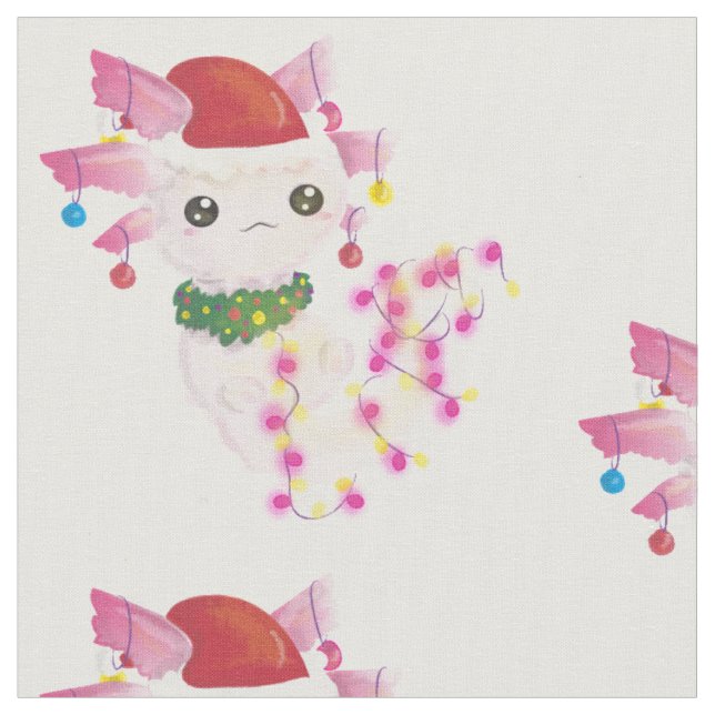 Weihnachten santa axolotl stoff (Nahaufnahme)