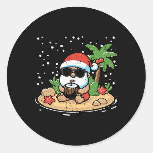 Weihnachten Santa Beach Xmas Tropical Hawaii Men W Runder Aufkleber